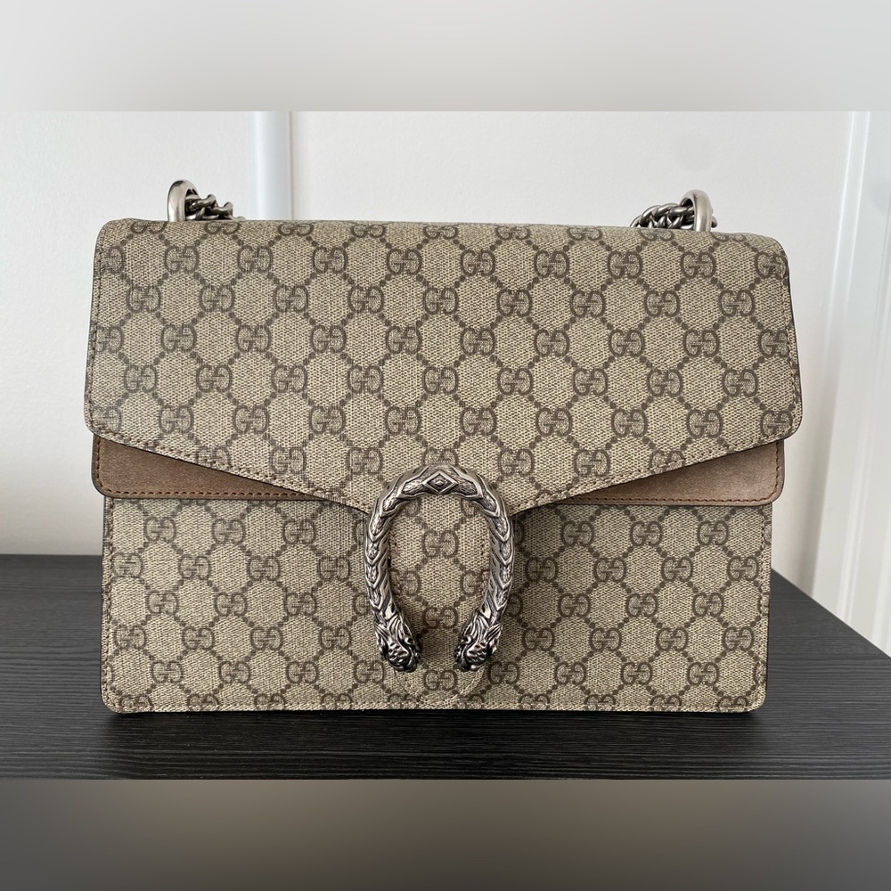 Authentic Gucci Dionysus medium GG shoulder bag beige